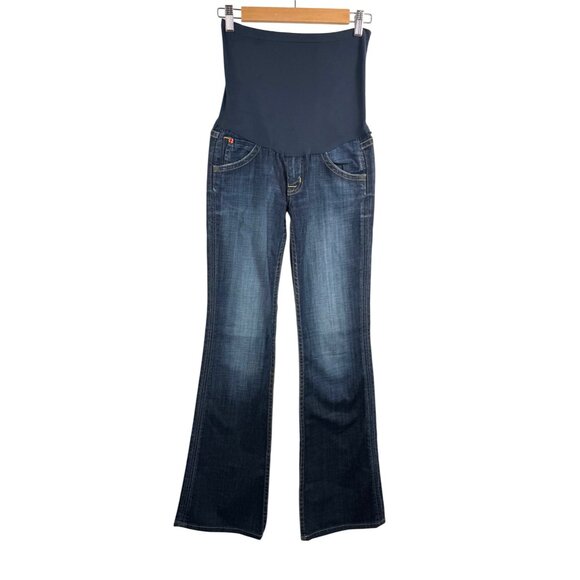 Hudson x Pea in the Pod flare maternity flare Y2K embroidered jeans sz 27 - Picture 1 of 9